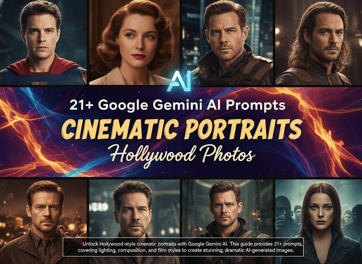 21+ Google Gemini AI Prompts for Cinematic Portraits like Hollywood photos