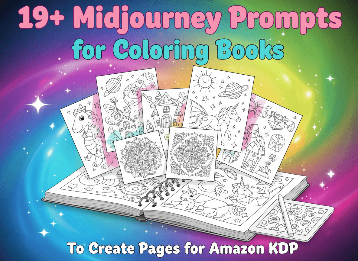 19+ Midjourney Prompts for Coloring Books to create pages for Amazon KDP