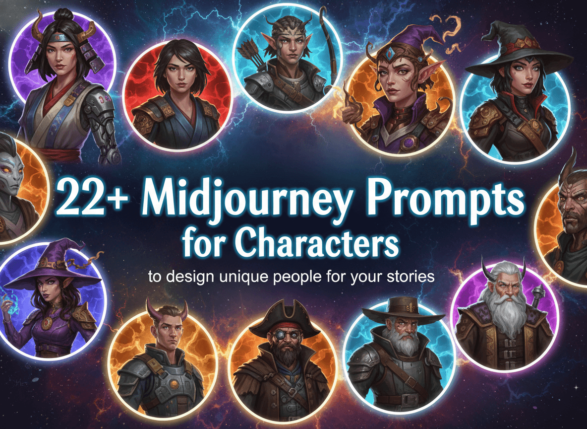 22+ Midjourney Prompts for Characters to design unique people for your stories